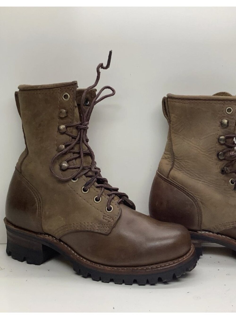 $499 Frye Logger 8G Tan Leather Vintage/Distressed LaceUp Work/Hiking Ankle Boot - Picture 8 of 8